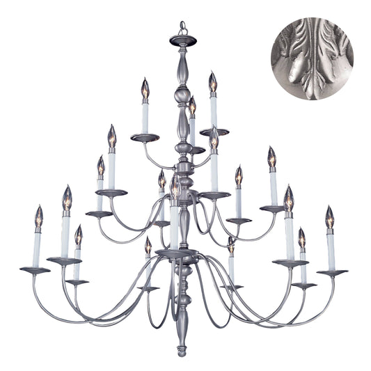 Framburg Jamestown 42" x 45" 18-Light Satin Pewter Foyer Chandelier