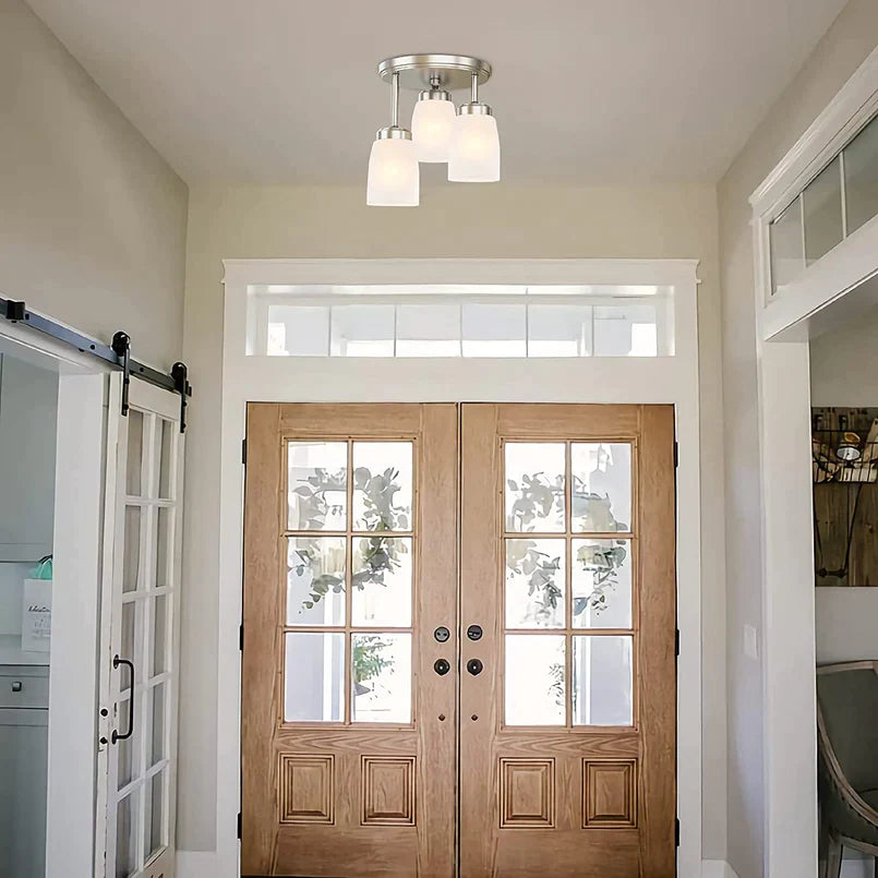 GZBtech Ceiling Light 3-Lights White Semi Flush Mount
