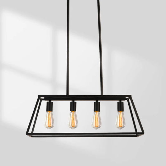 GZBtech Kitchen Island Linear Black 4-Lights Pendant