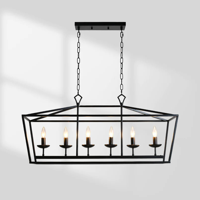 GZBtech Kitchen Island Rectangle Black 6-Lights Chandelier