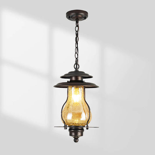 GZBtech Rustic Glass Lantern Outdoor Pendant Light