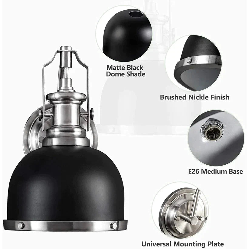 GZBtech Single Dome Black Vanity Light