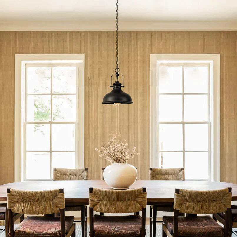 GZBtech Single Industrial Black Dome Pendant light