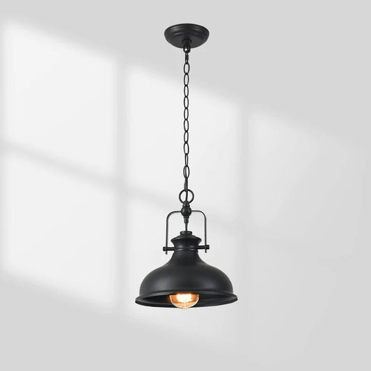 GZBtech Single Industrial Black Dome Pendant light