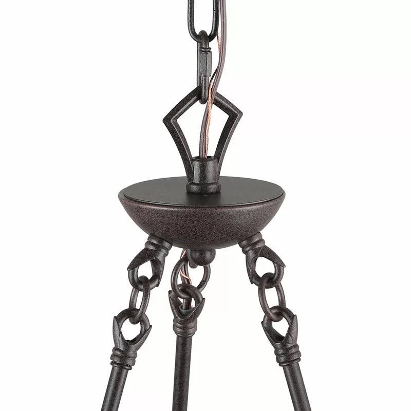 GZBtech Wood Wagon Wheel 23" 6-Light Round Chandelier