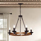 GZBtech Wood Wagon Wheel 23" 6-Light Round Chandelier