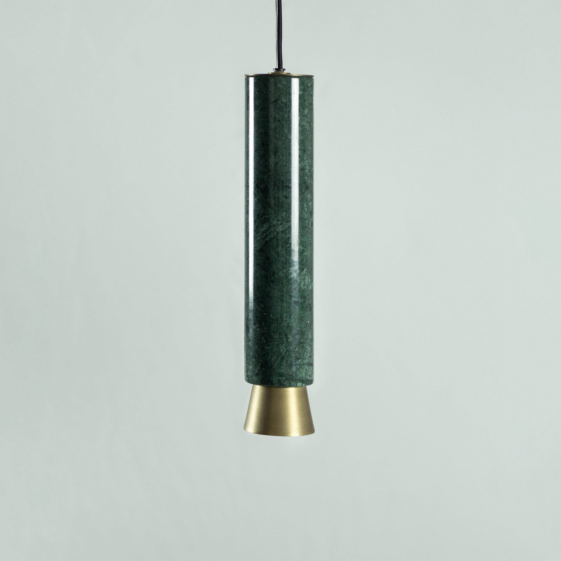 G.Luce Agua 2" 1-Light Guatemala Marble Body Pendant Light With Bronze Brass Shade