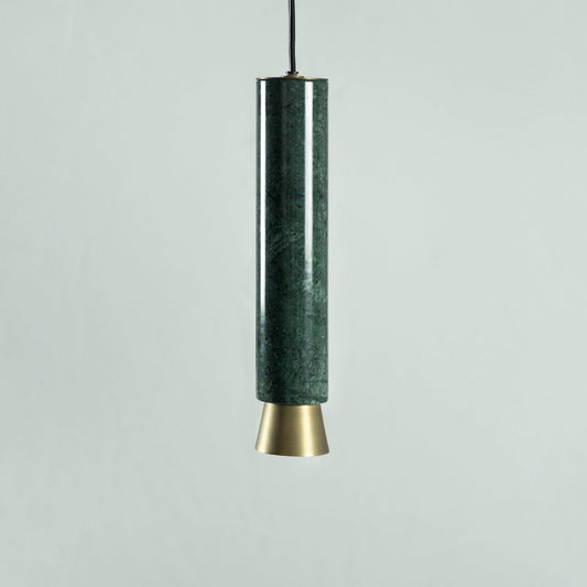 G.Luce Agua 2" 1-Light Guatemala Marble Body Pendant Light With Bronze Brass Shade