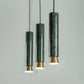 G.Luce Agua 2" 3-Light Guatemala Marble Body Pendant Light Set With Bronze Brass Shades