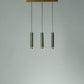 G.Luce Agua 2" 3-Light Guatemala Marble Body Pendant Light Set With Bronze Brass Shades