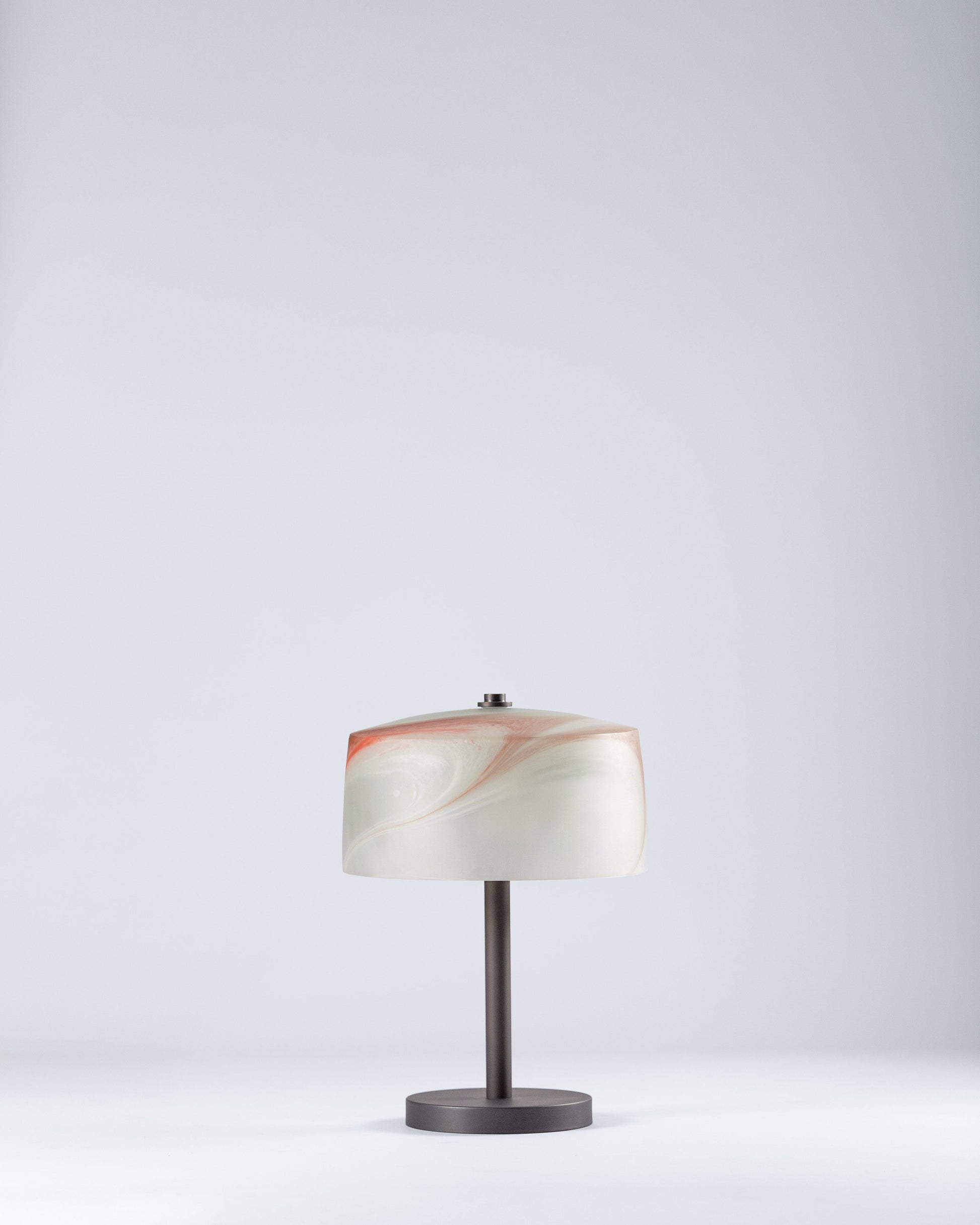 G.Luce Aura 20" 1-Light Satin Light Gold, Copper Or Bronze Finish Table Lamp With Decorative Glass Shade