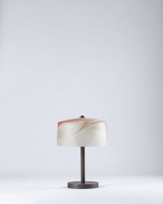 G.Luce Aura 20" 1-Light Satin Light Gold, Copper Or Bronze Finish Table Lamp With Decorative Glass Shade