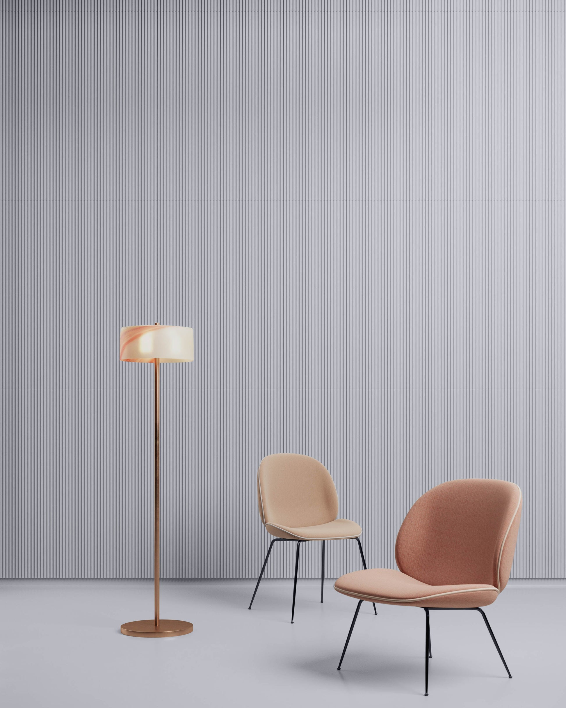 G.Luce Aura 62" 1-Light Satin Light Gold, Copper Or Bronze Finish Floor Lamp With Decorative Glass Shade