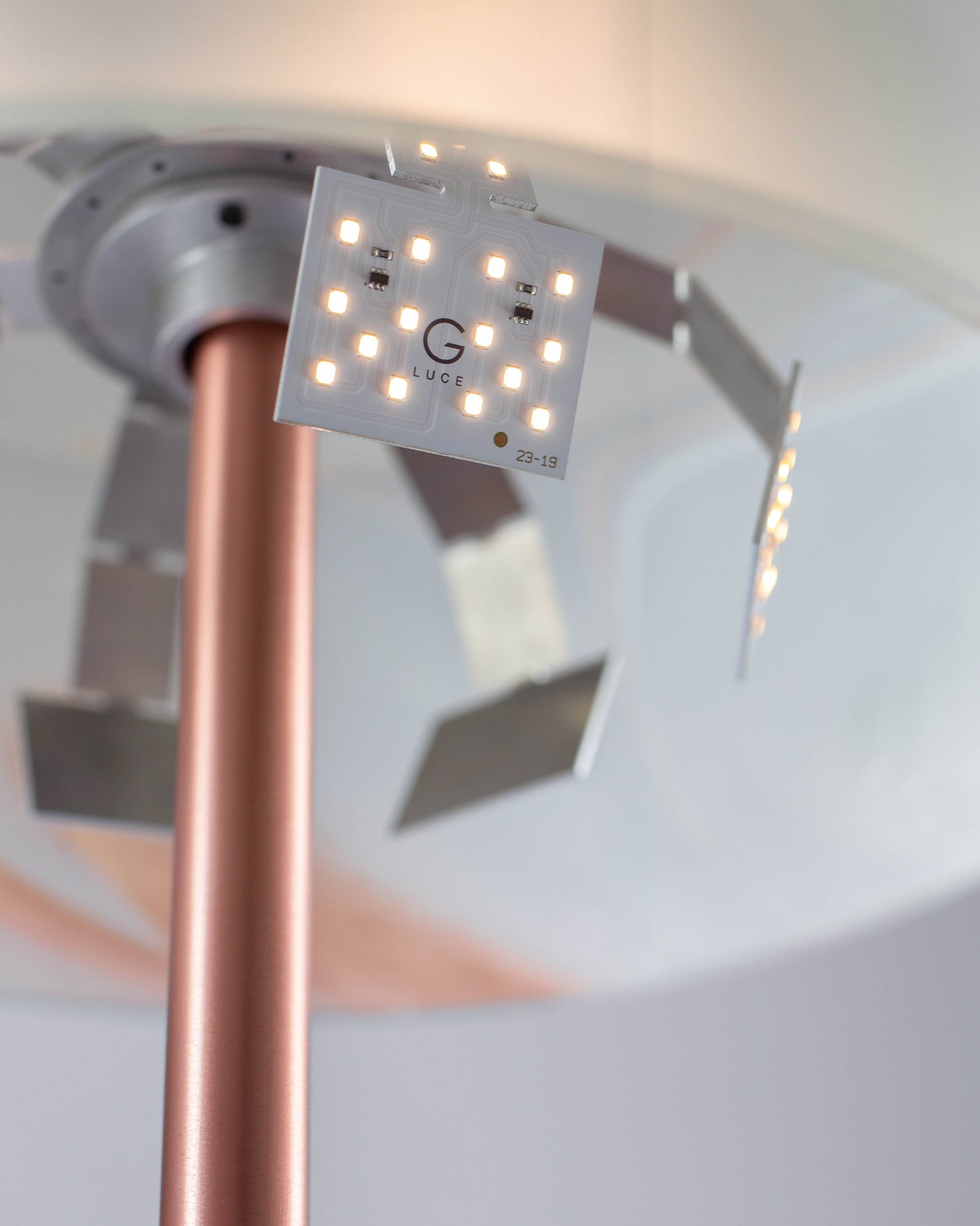 G.Luce Aura 62" 1-Light Satin Light Gold, Copper Or Bronze Finish Floor Lamp With Decorative Glass Shade