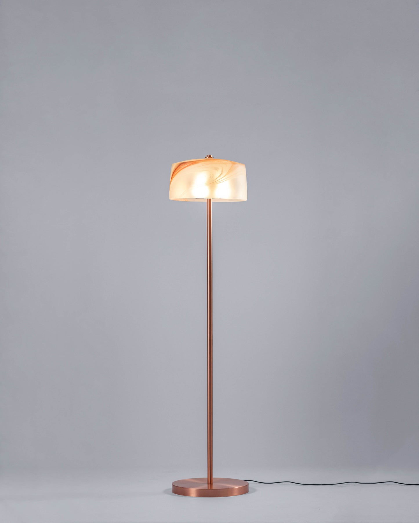 G.Luce Aura 62" 1-Light Satin Light Gold, Copper Or Bronze Finish Floor Lamp With Decorative Glass Shade