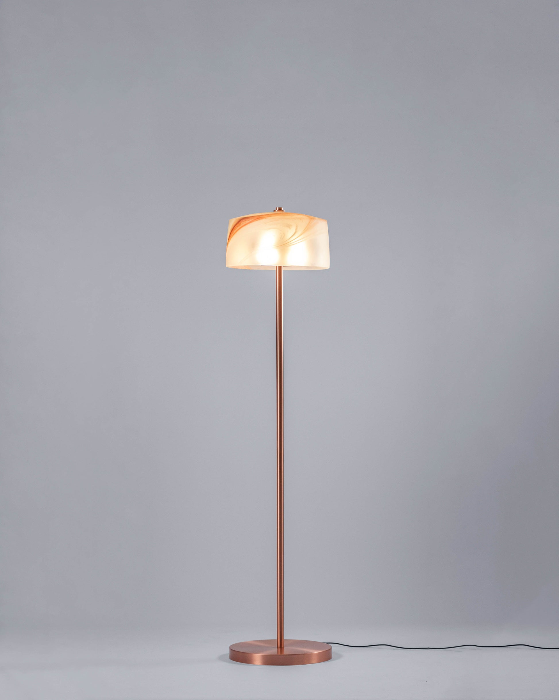 G.Luce Aura 62" 1-Light Satin Light Gold, Copper Or Bronze Finish Floor Lamp With Decorative Glass Shade