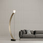 G.Luce Balestra 80" 1-Light Satin Light Gold Finish Floor Lamp With Marble & Brass Base