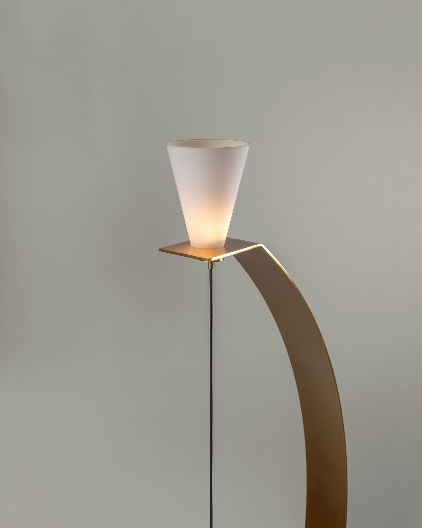 G.Luce Balestra 80" 1-Light Satin Light Gold Finish Floor Lamp With Marble & Brass Base