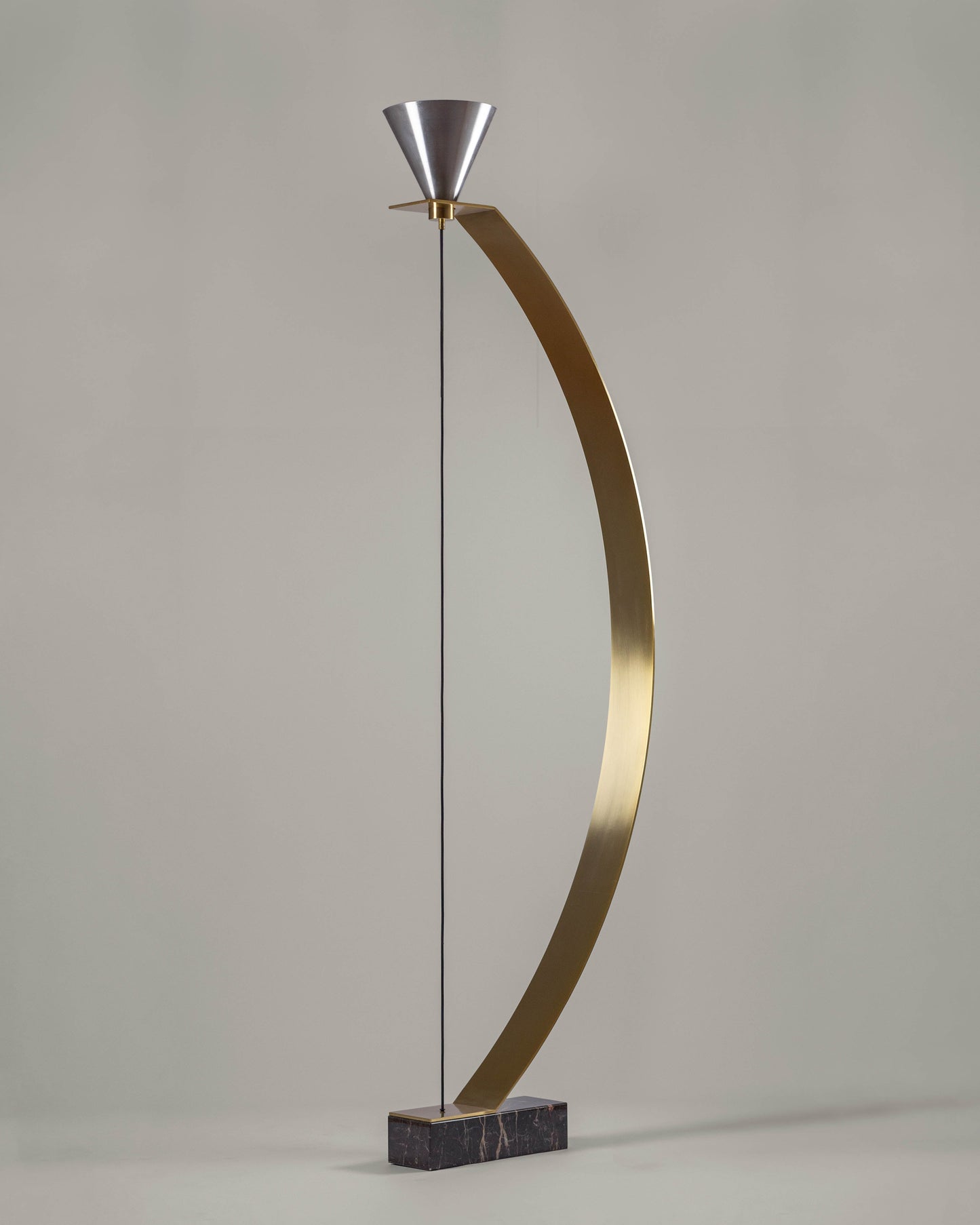 G.Luce Balestra 80" 1-Light Satin Light Gold Finish Floor Lamp With Marble & Brass Base