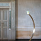 G.Luce Balestra 80" 1-Light Satin Light Gold Finish Floor Lamp With Marble & Brass Base