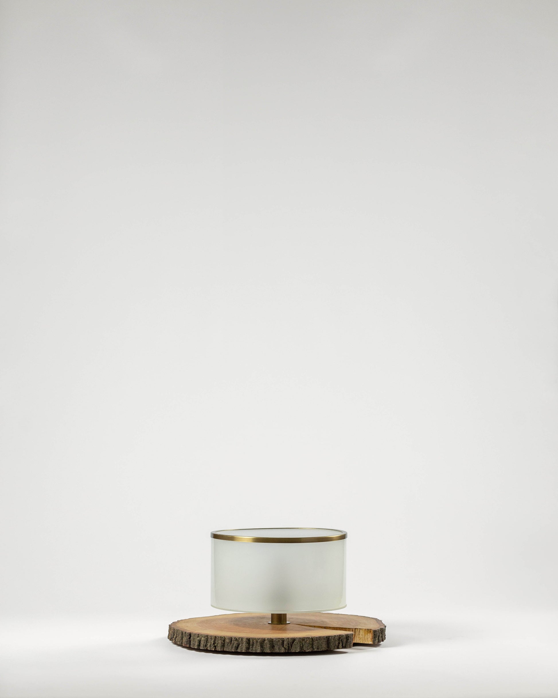 G.Luce Eike 10" Solid Oak Table Lamp With Satin Pyrex Glass Shade