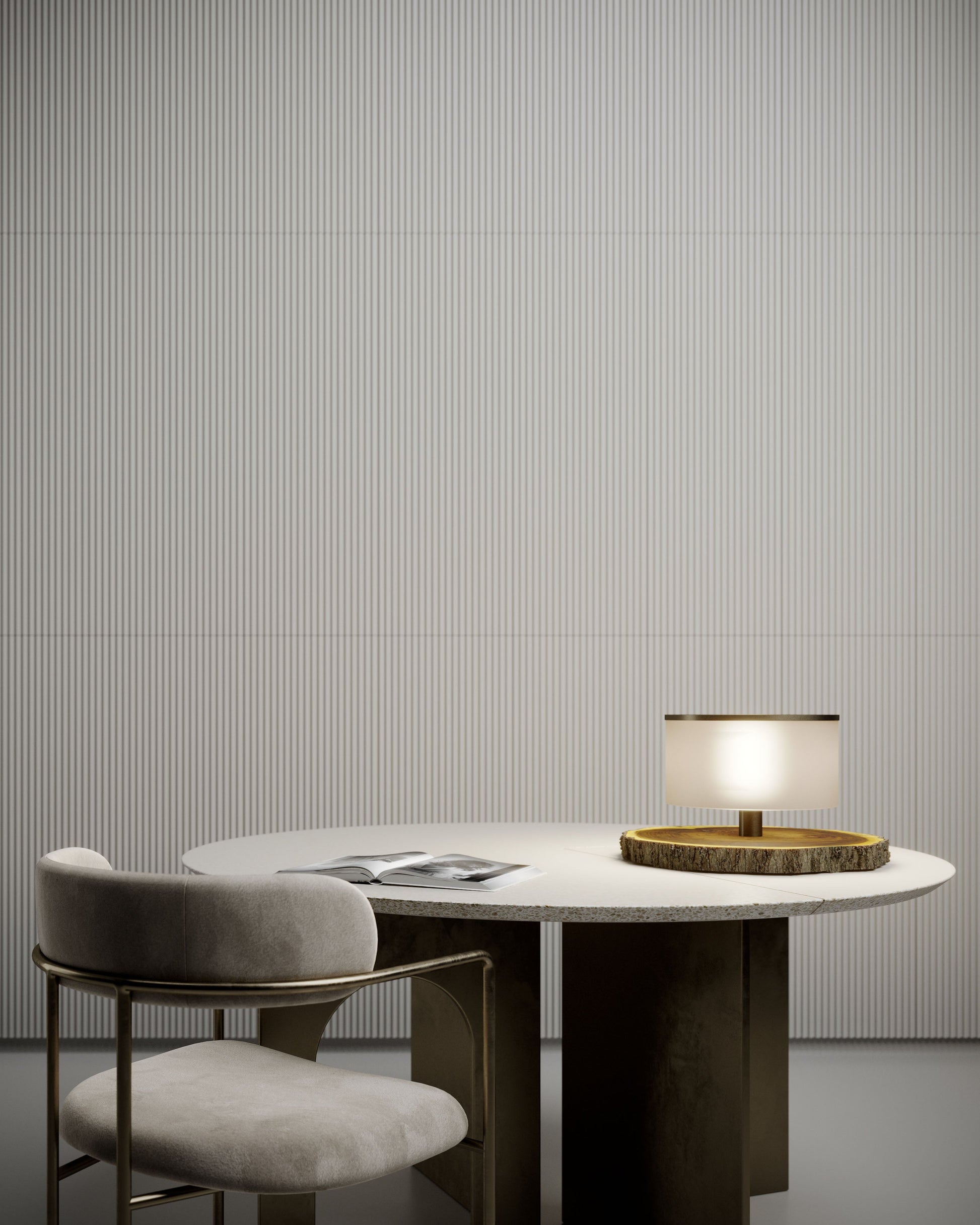 G.Luce Eike 10" Solid Oak Table Lamp With Satin Pyrex Glass Shade