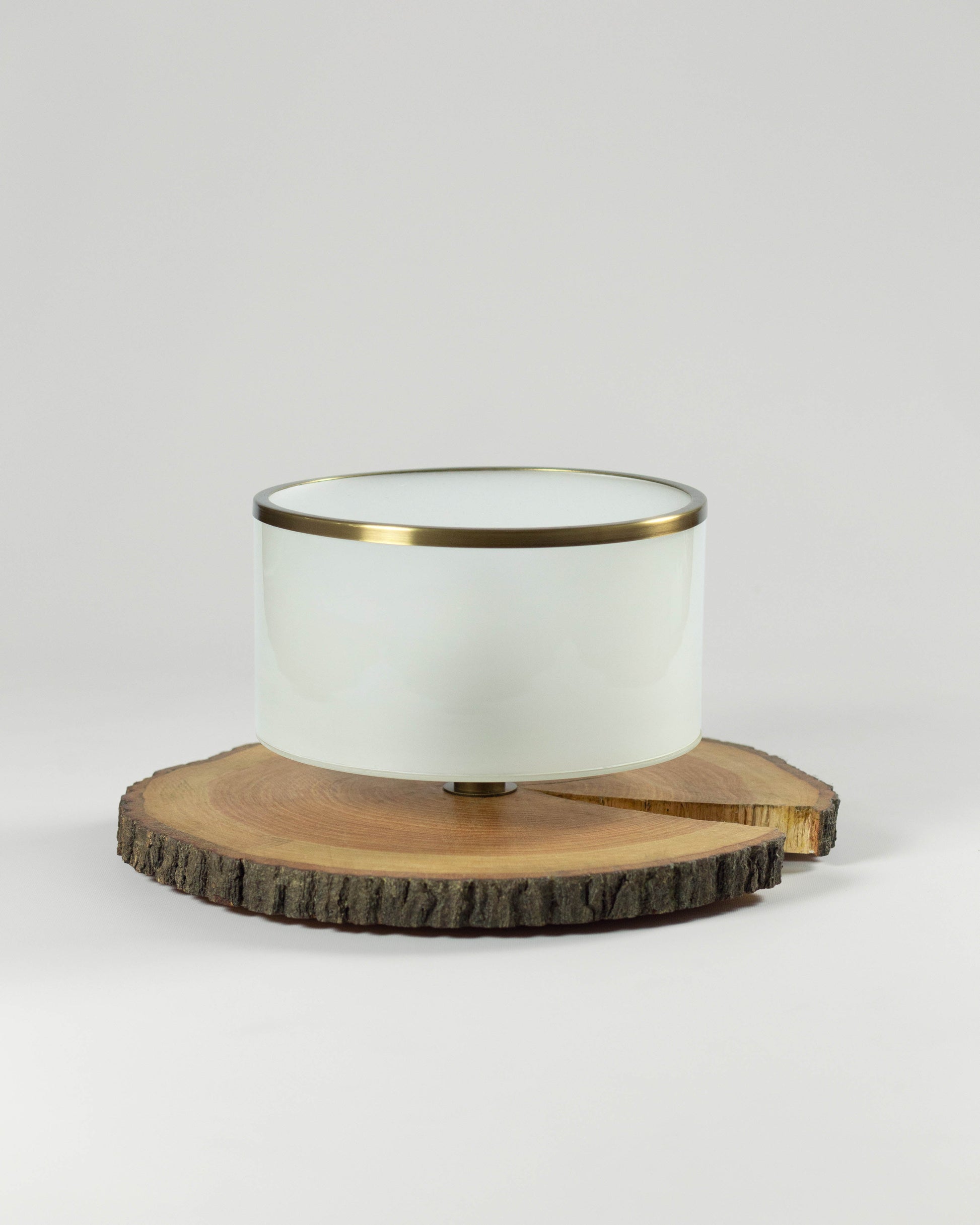 G.Luce Eike 10" Solid Oak Table Lamp With Satin Pyrex Glass Shade