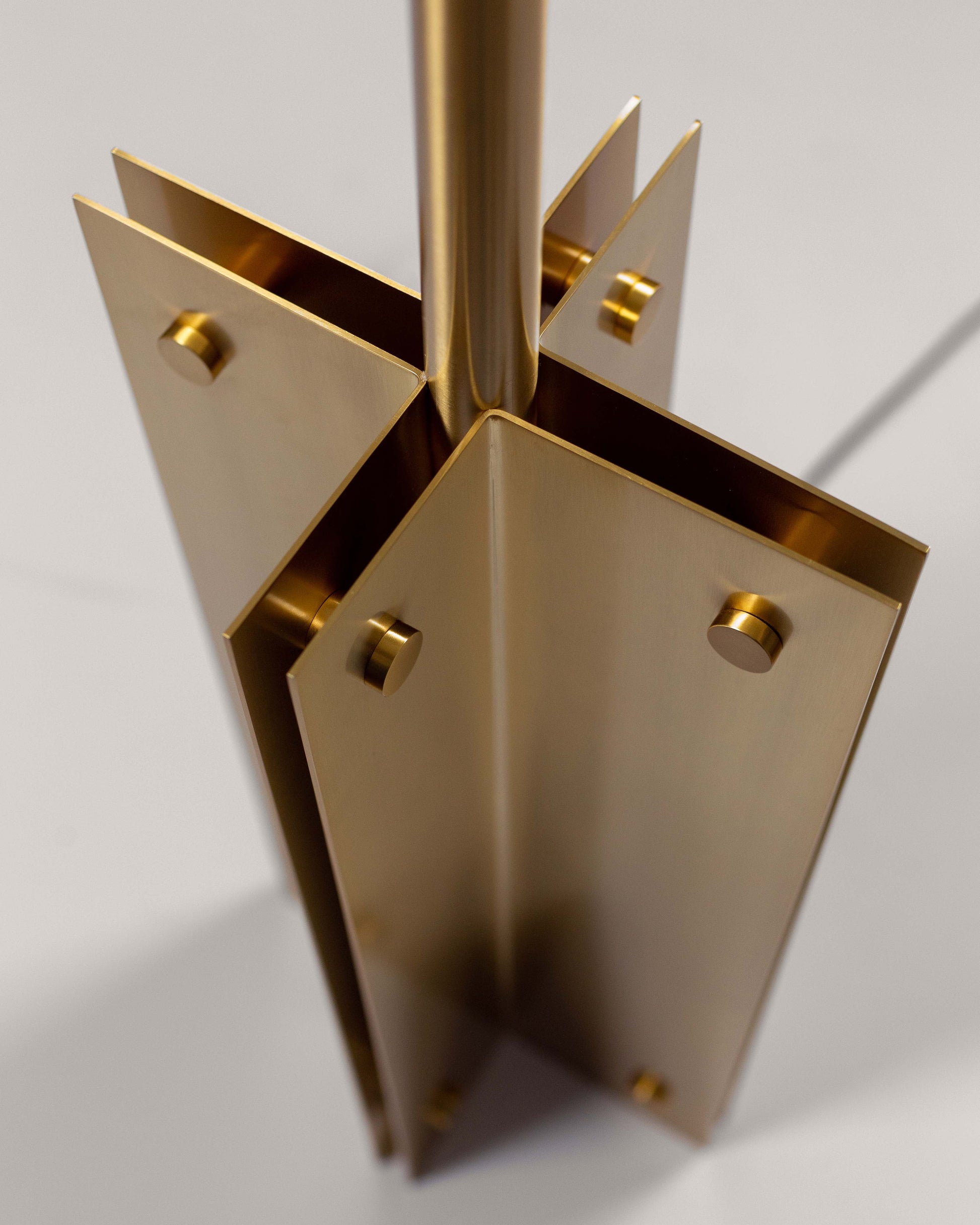 G.Luce Empire Brass In A Light Satin Gold Or Bronze Finish Floor Lamp With Percalline Lampshade