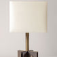 G.Luce Empire Brass In A Light Satin Gold Or Bronze Finish Table Lamp With Percalline Lampshade