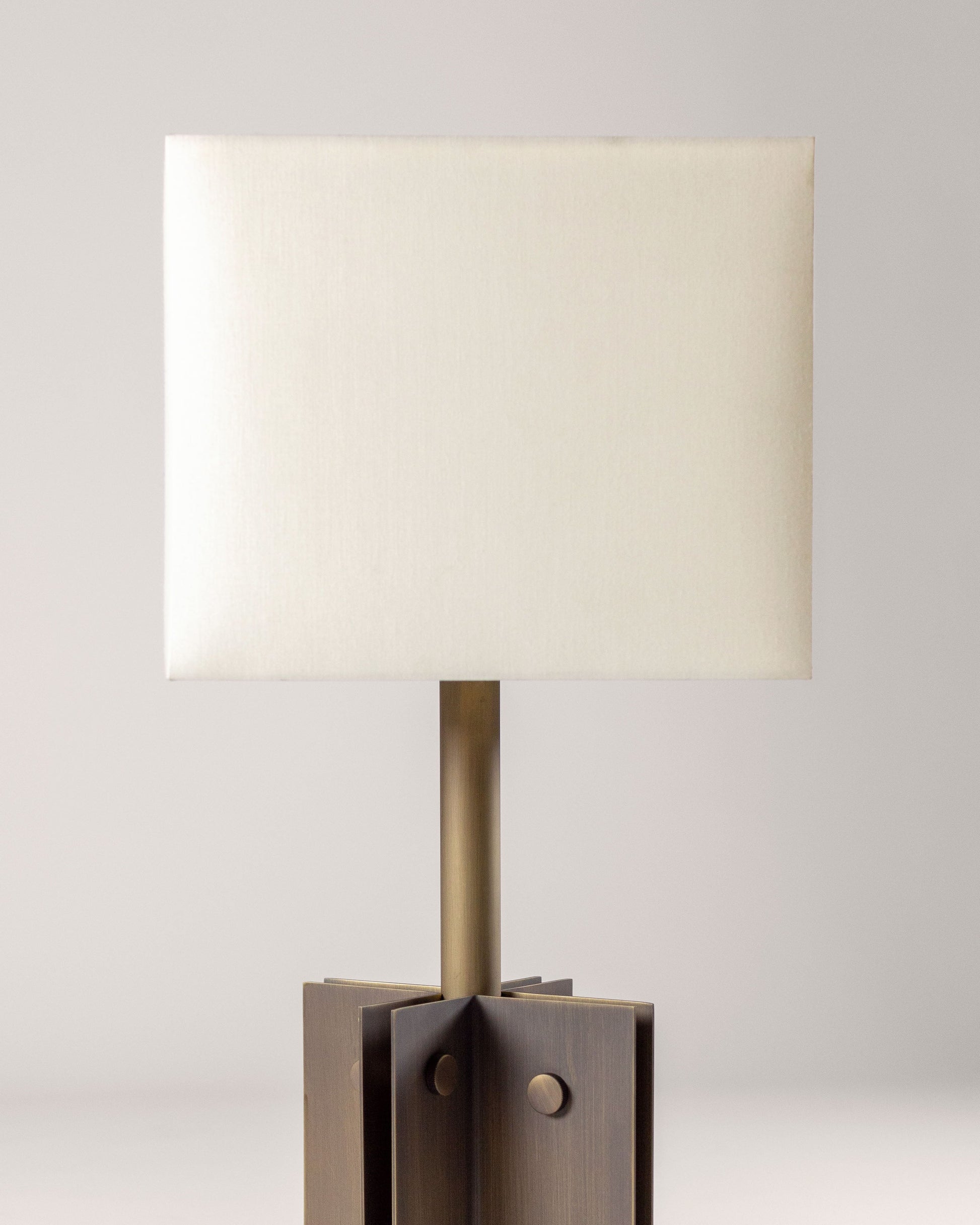 G.Luce Empire Brass In A Light Satin Gold Or Bronze Finish Table Lamp With Percalline Lampshade