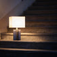 G.Luce Empire Brass In A Light Satin Gold Or Bronze Finish Table Lamp With Percalline Lampshade