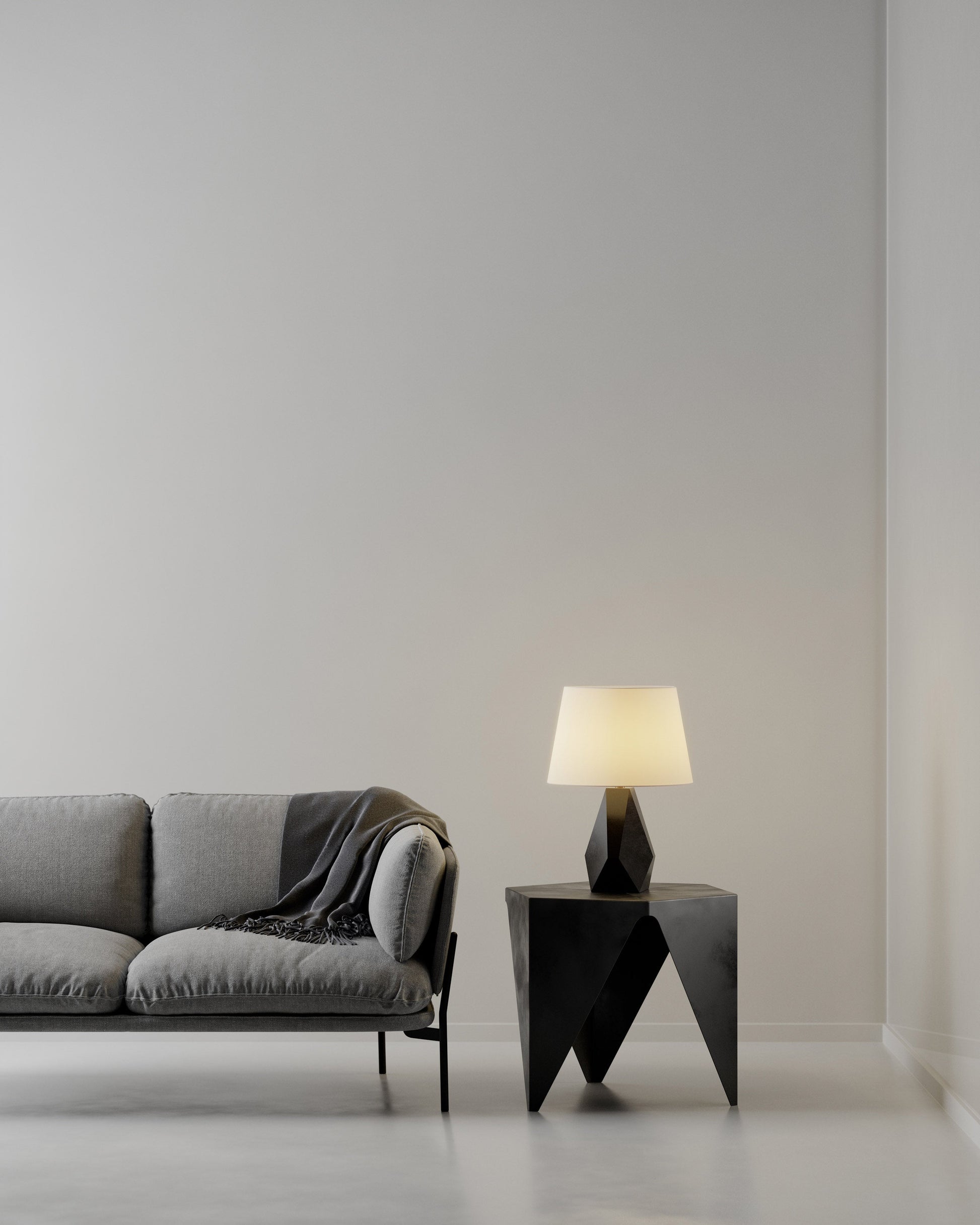 G.Luce Gea Glossy Black Maple Table Lamp With Percaline Shade