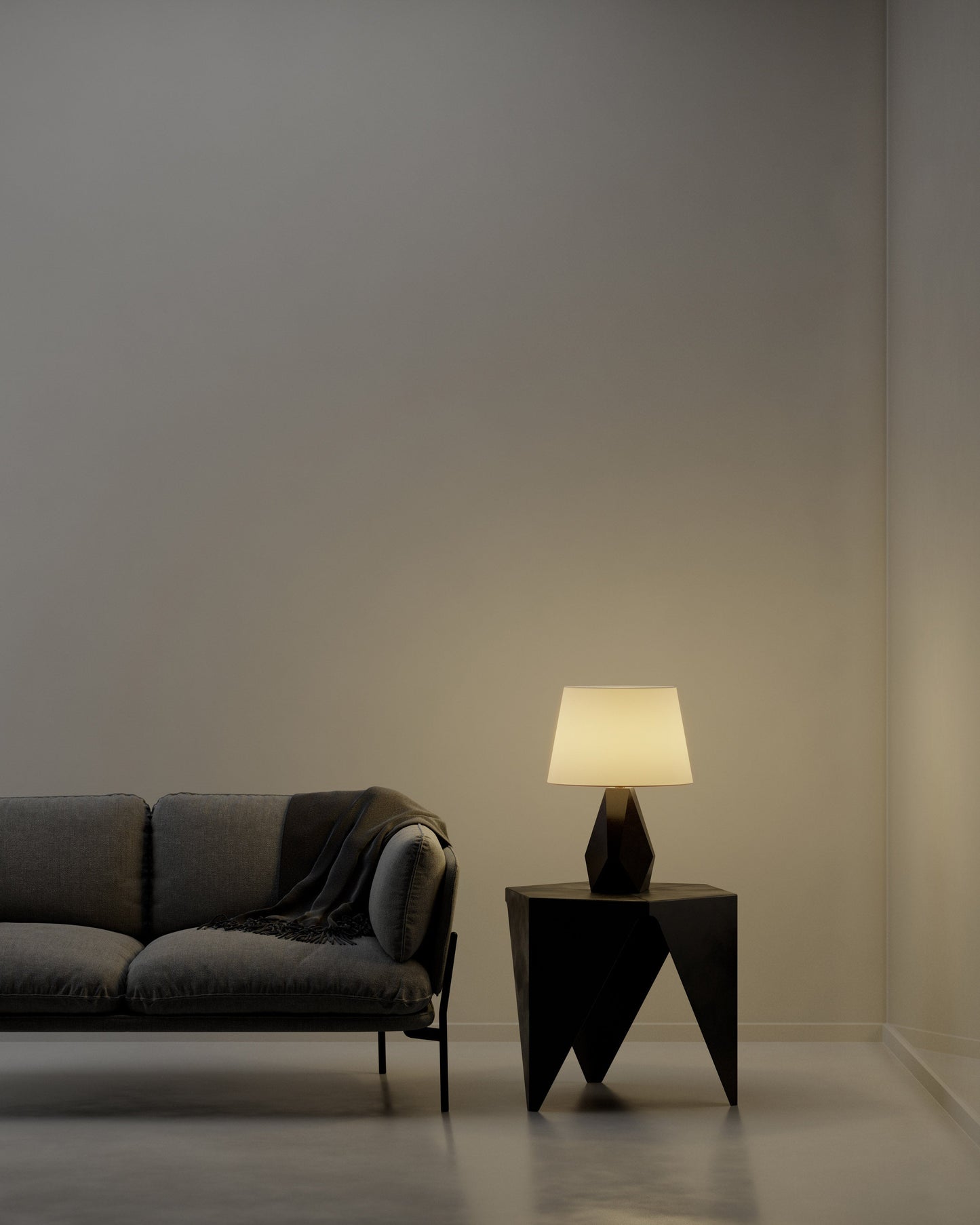 G.Luce Gea Glossy Black Maple Table Lamp With Percaline Shade
