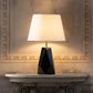 G.Luce Gea Glossy Black Maple Table Lamp With Percaline Shade