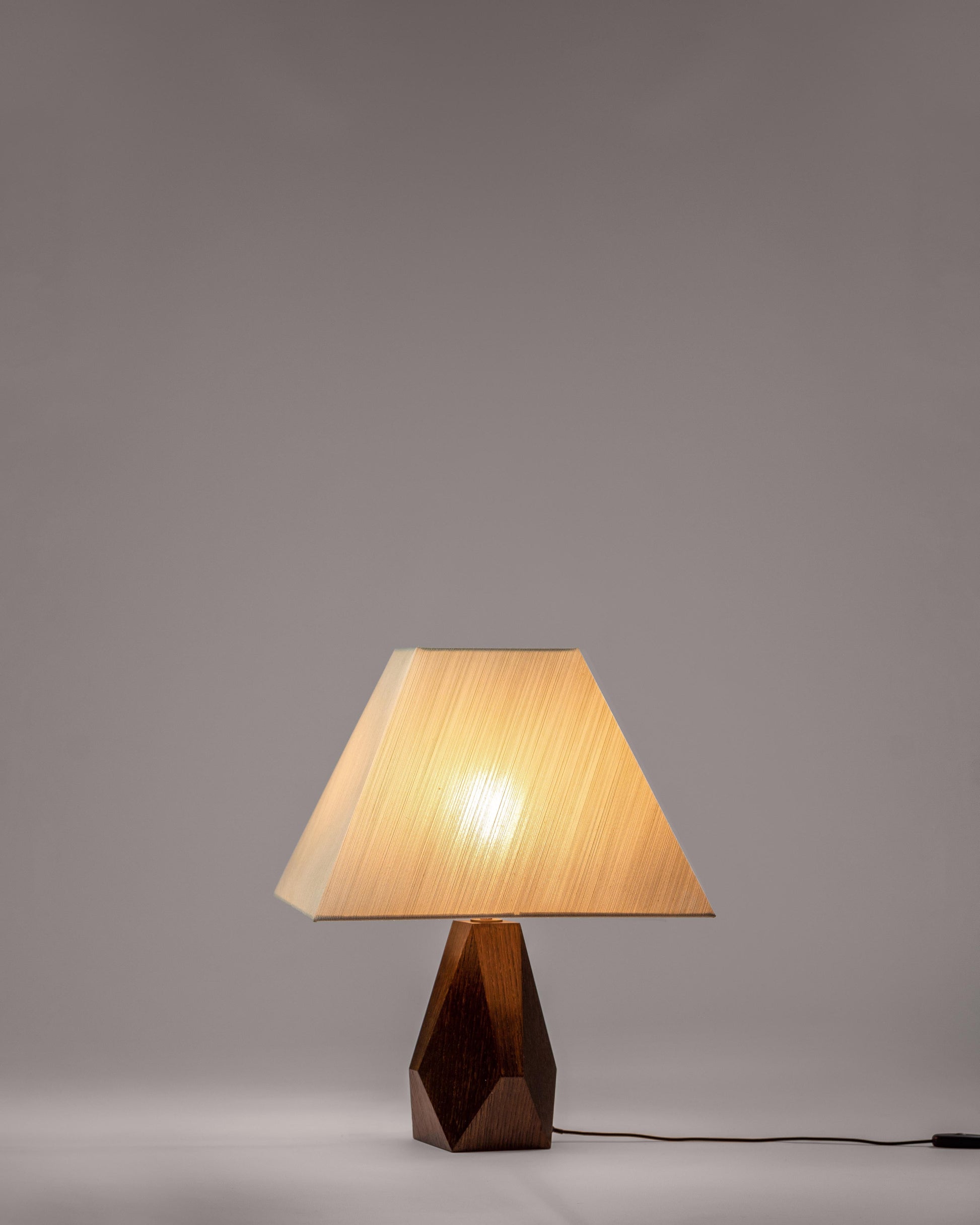 G.Luce Gea Natural Brushed Oak Table Lamp With Percaline Shade