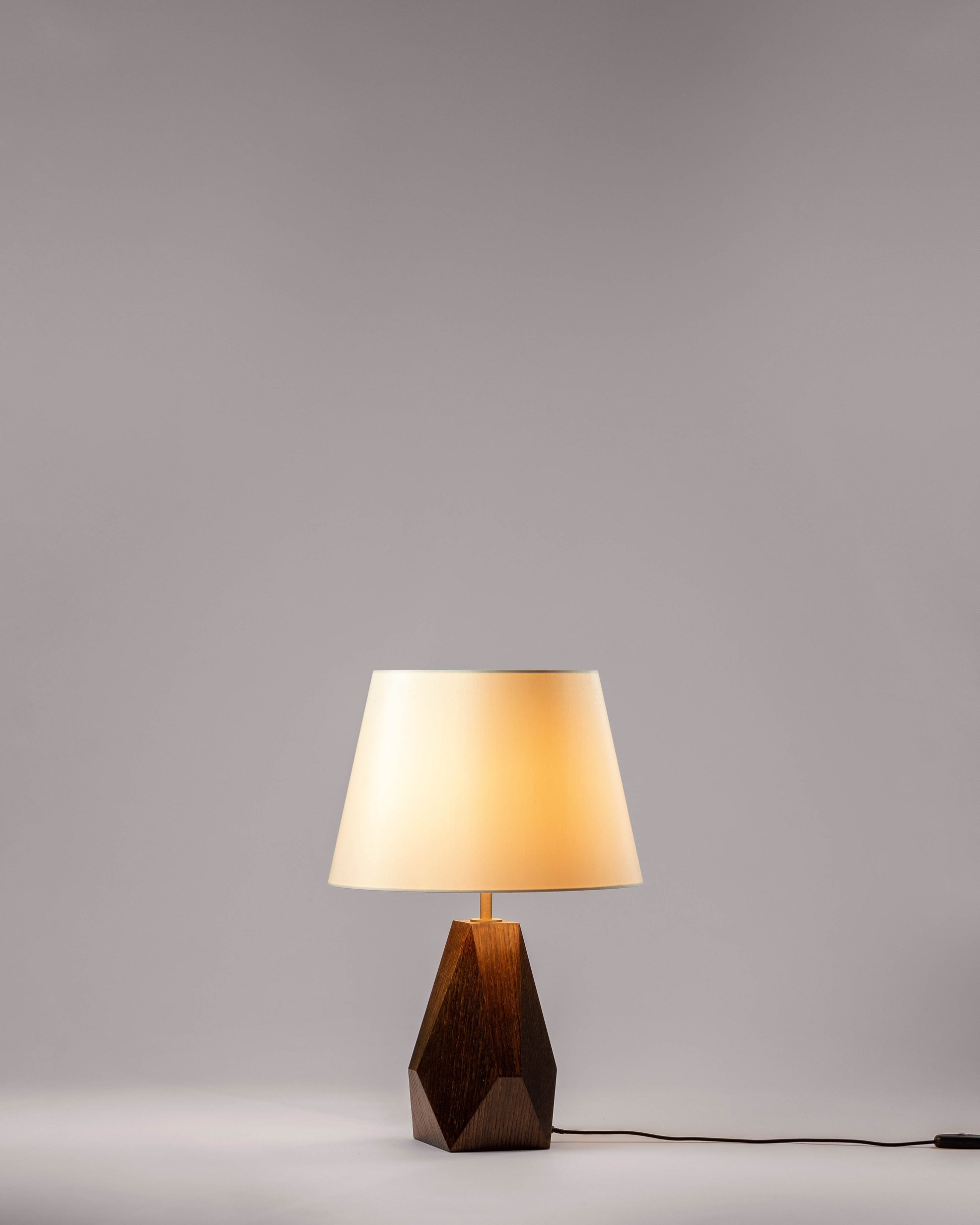 G.Luce Gea Natural Brushed Oak Table Lamp With Percaline Shade