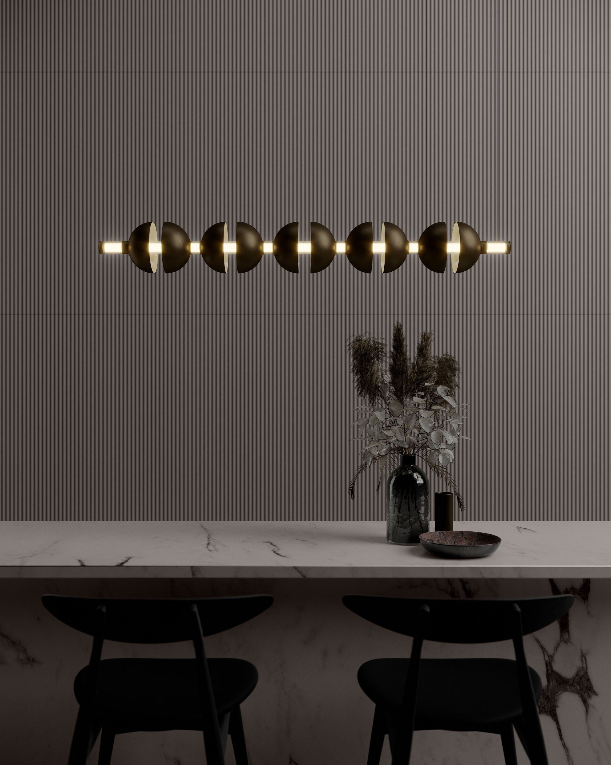 G.Luce Generator 51" 5-Light Bronze & Satin Plexiglass Pendant Light