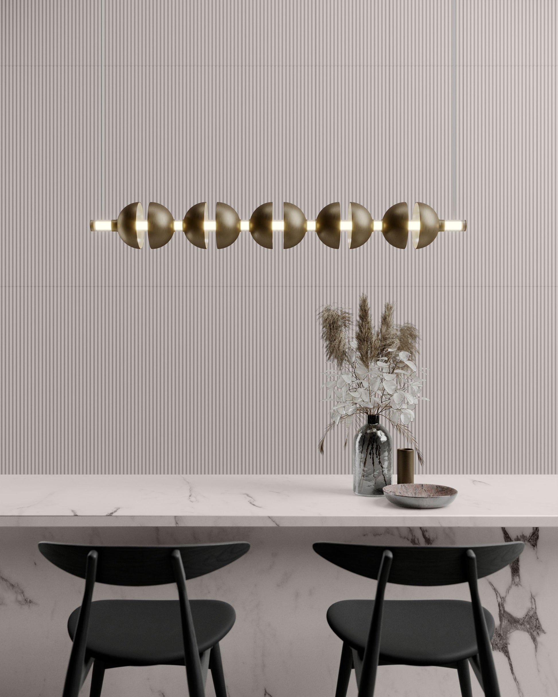G.Luce Generator 51" 5-Light Bronze & Satin Plexiglass Pendant Light