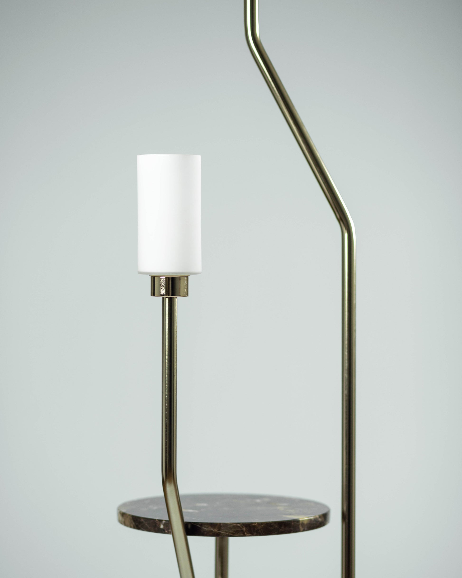 G.Luce Ivy Light Satin Gold Finish & Emperador Marble Floor Lamp