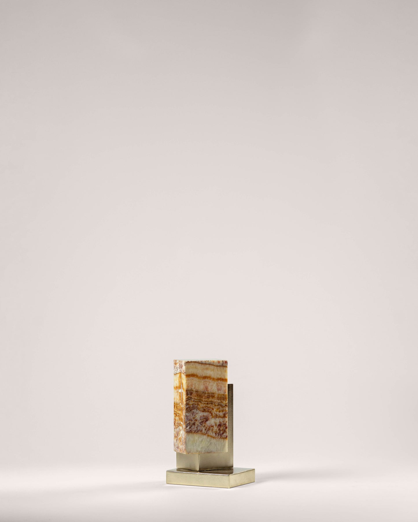G.Luce Naica Satin Gold Finish Table Lamp With Tiger Onyx Diffuser