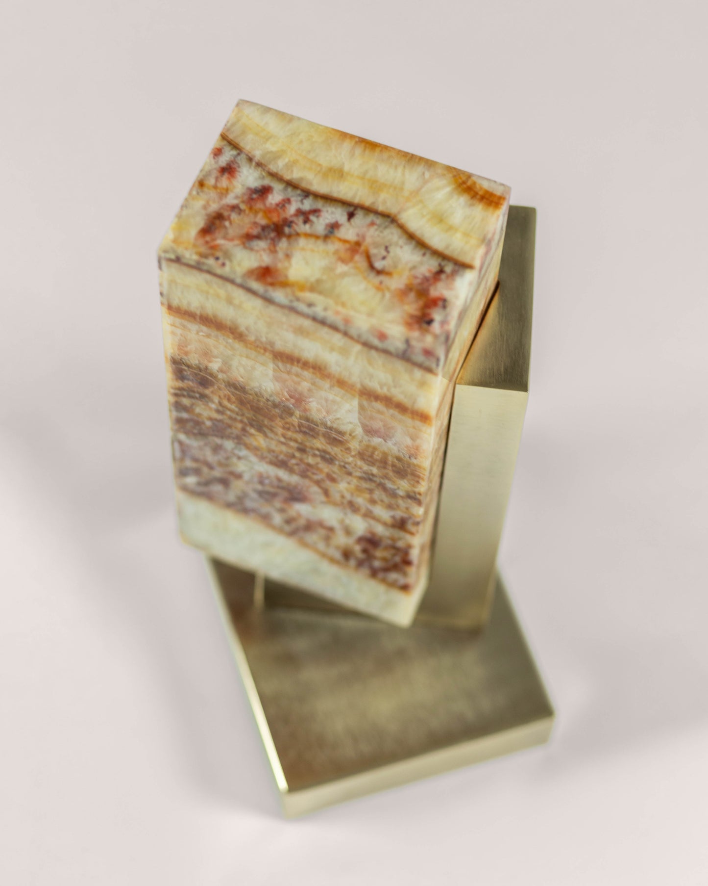 G.Luce Naica Satin Gold Finish Table Lamp With Tiger Onyx Diffuser