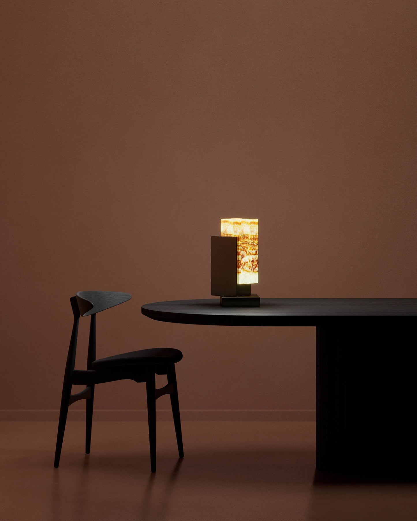 G.Luce Naica Satin Gold Finish Table Lamp With Tiger Onyx Diffuser