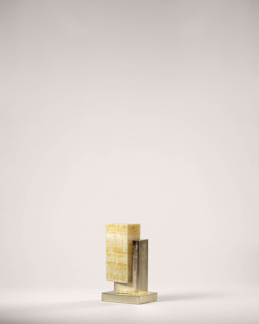 G.Luce Naica Satin Gold Finish Table Lamp With Tiger Onyx Diffuser