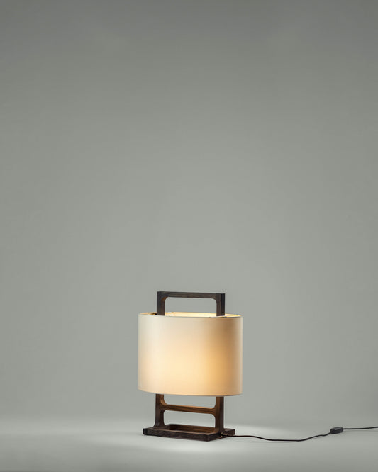 G.Luce Tour 19" Natural Brushed Oak Table Lamp With Percalline Shade