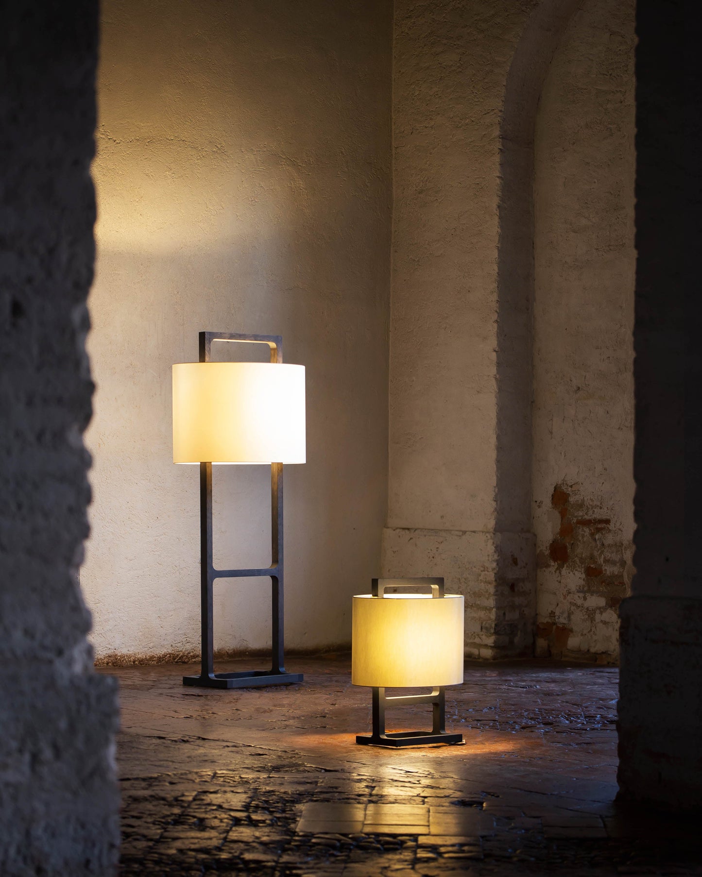 G.Luce Tour 26" Natural Brushed Oak Table Lamp With Percalline Shade