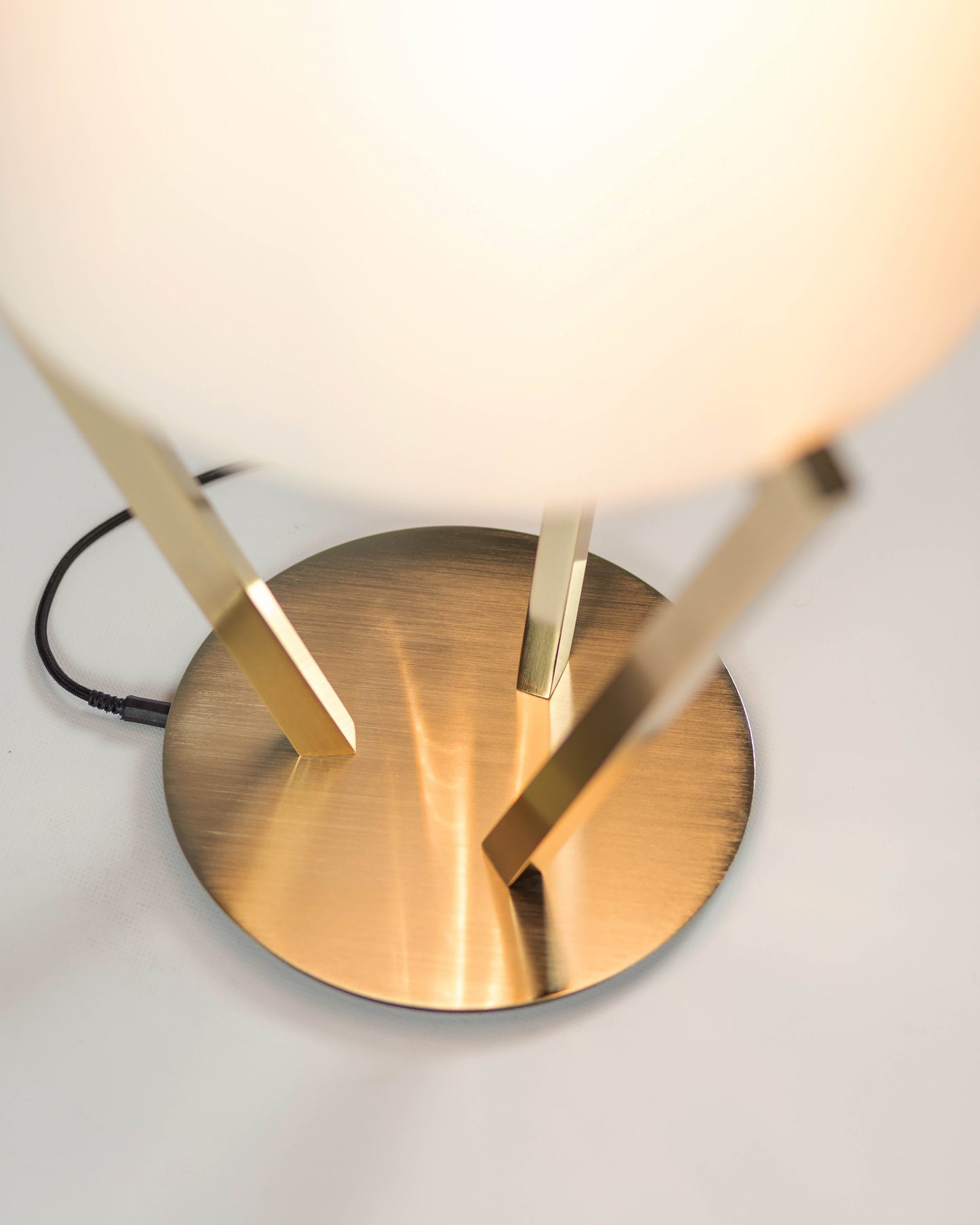 G.Luce Zena 16" Light Satin Gold Table Lamp With Opal Glass Shade