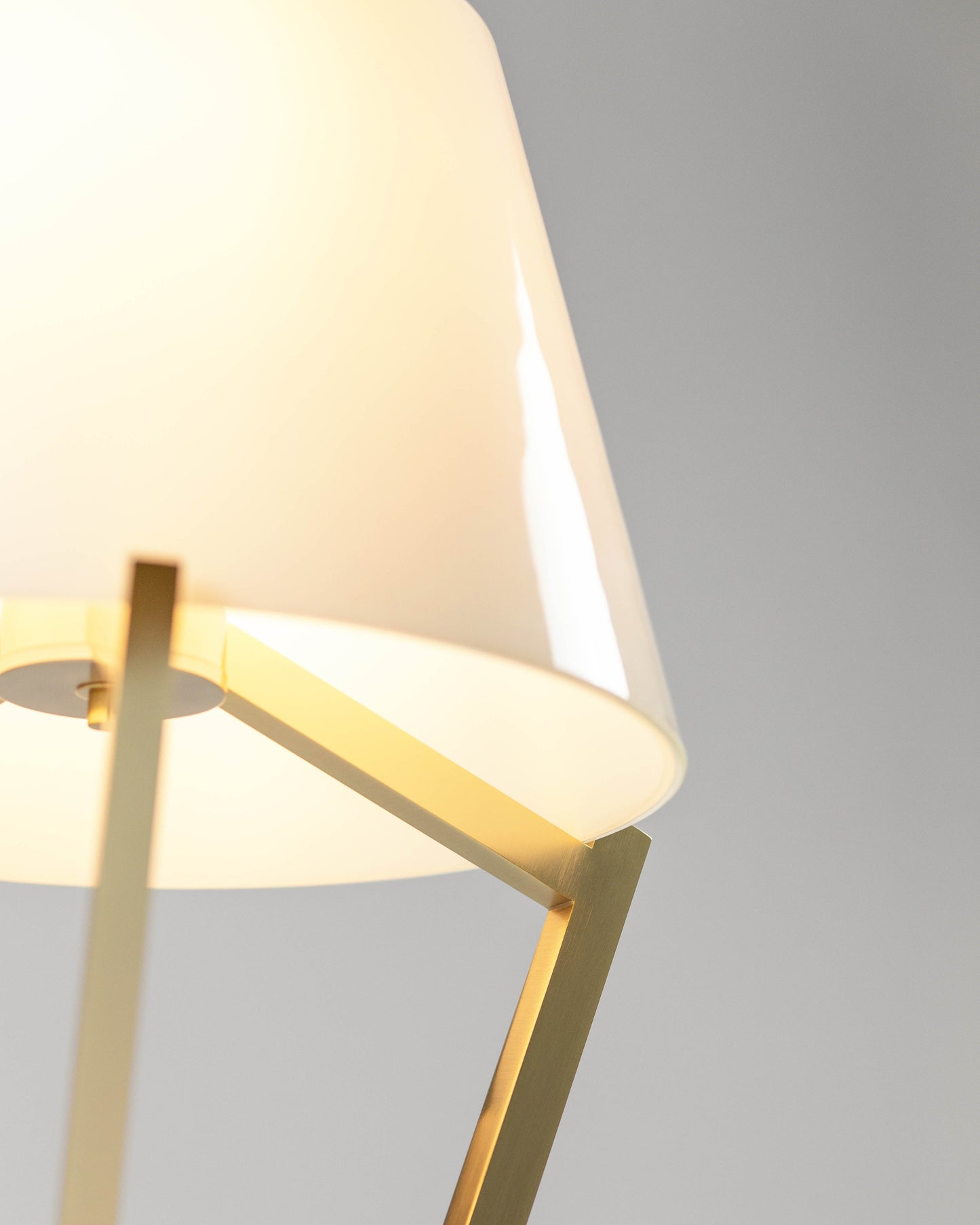 G.Luce Zena 16" Light Satin Gold Table Lamp With Opal Glass Shade