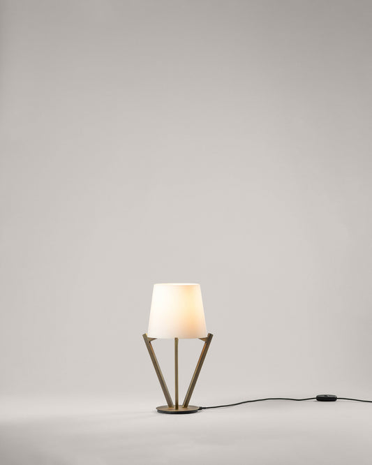 G.Luce Zena 16" Light Satin Gold Table Lamp With Opal Glass Shade