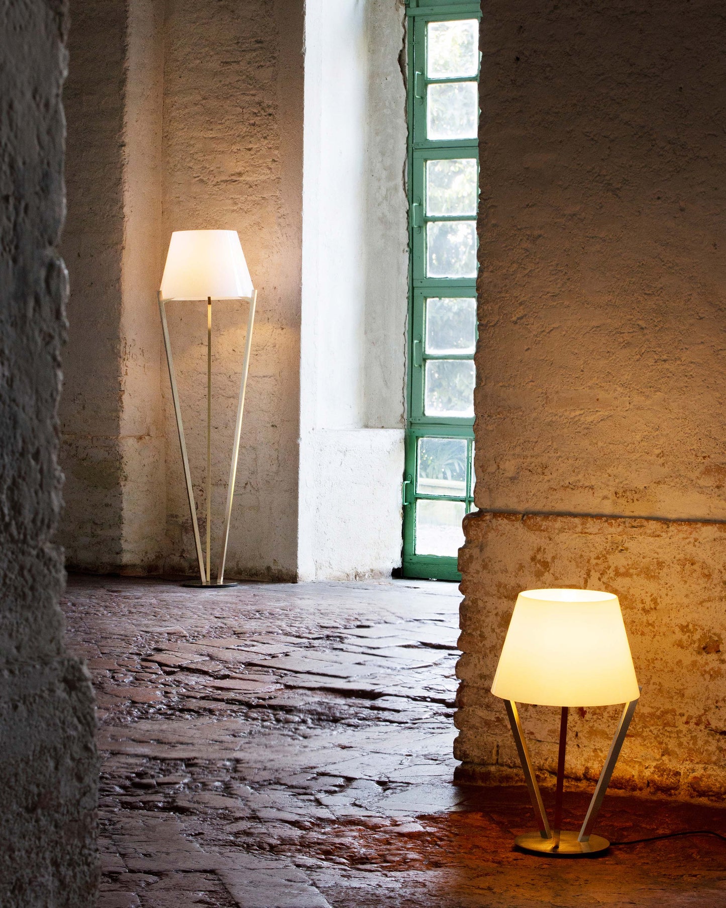 G.Luce Zena 23" Light Satin Gold Table Lamp With Opal Glass Shade
