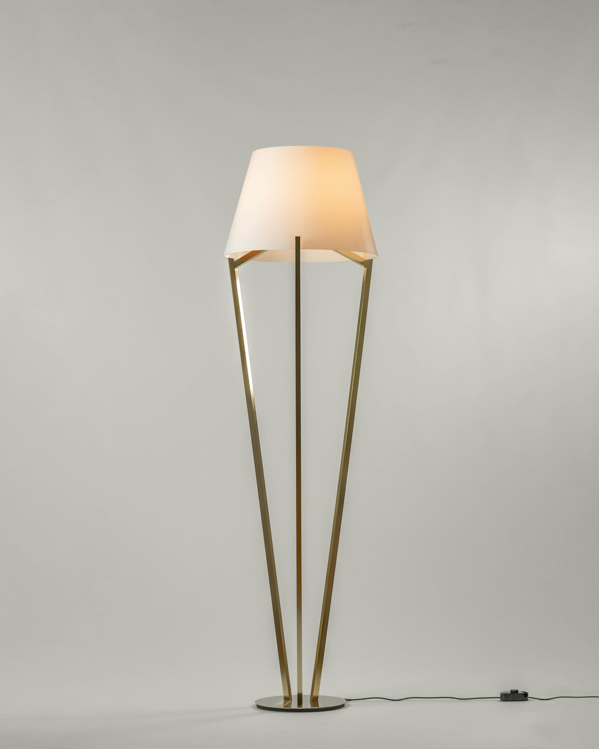 G.Luce Zena 65" Light Satin Gold Floor Lamp With Opal Glass Shade